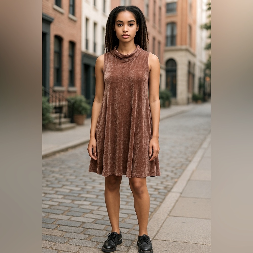 ✨ Cynthia Rowley Brown Velvet Sleeveless Dress- Size Small NWT ✨